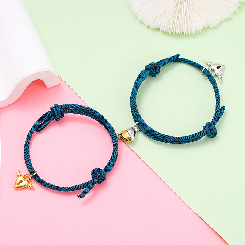 Simple Style Heart Alloy Plating No Inlaid Couple Bracelets