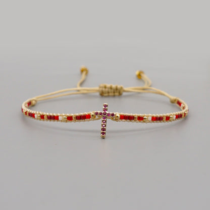 Gooddiy Wholesale Accessories Ethnic Style Diamond Cross Miyuki Beads Woven Bracelet