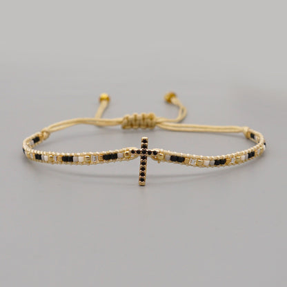 Gooddiy Wholesale Accessories Ethnic Style Diamond Cross Miyuki Beads Woven Bracelet