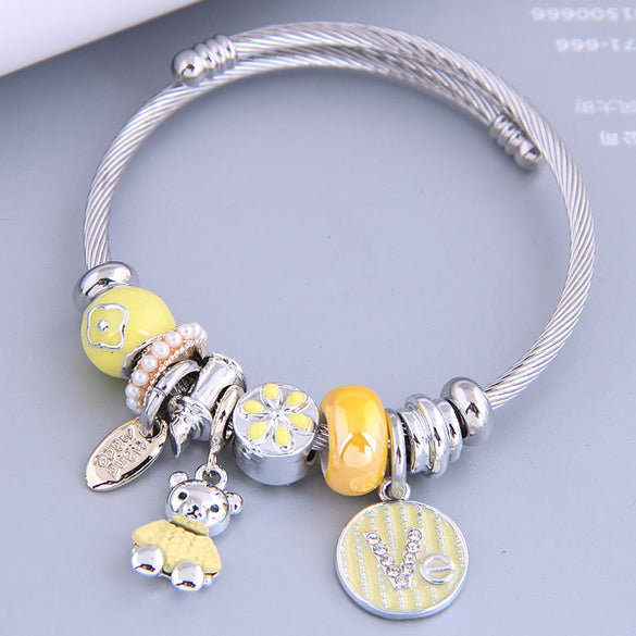 Gooddiy Wholesale Jewelry Fashion Cute Bear Multi-Element Pendant Bracelet