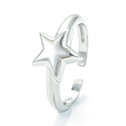 Wholesale Korean Micro-inlaid Five-pointed Star Gold Glossy Opening Ring Gooddiy