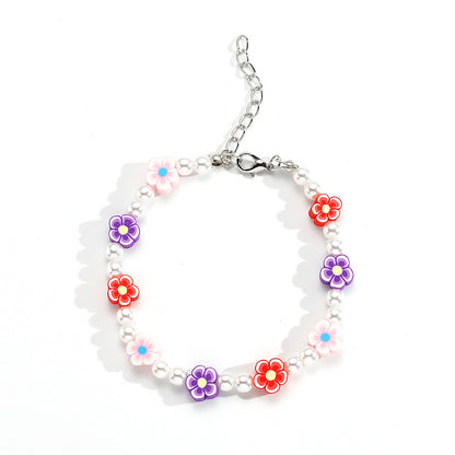 Rice Bead Soft Pottery Resin Flower Pearl Anklet Wholesale Jewelry Gooddiy