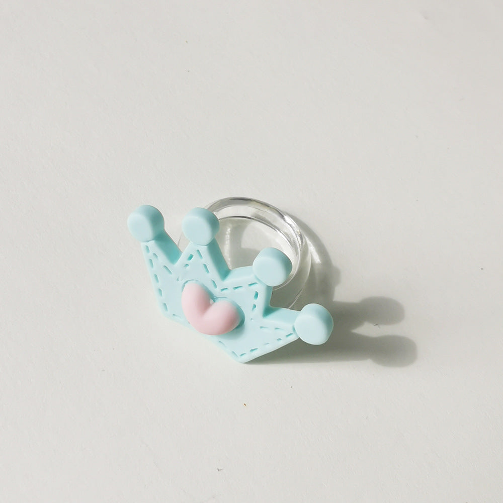 Wholesale  Cartoon Crown Cute Little Yellow Duck Cloud Multi-color Resin Ring