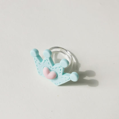 Wholesale  Cartoon Crown Cute Little Yellow Duck Cloud Multi-color Resin Ring