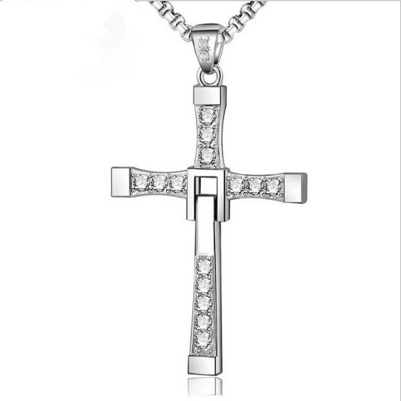 Wholesale Fashion Cross Diamond Titanium Steel Pendant Necklace Gooddiy