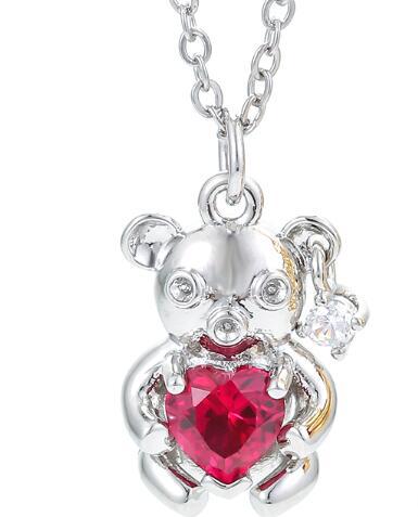 Wholesale Jewelry Heart Bear Pendant Copper Inlaid Zircon Necklace Gooddiy