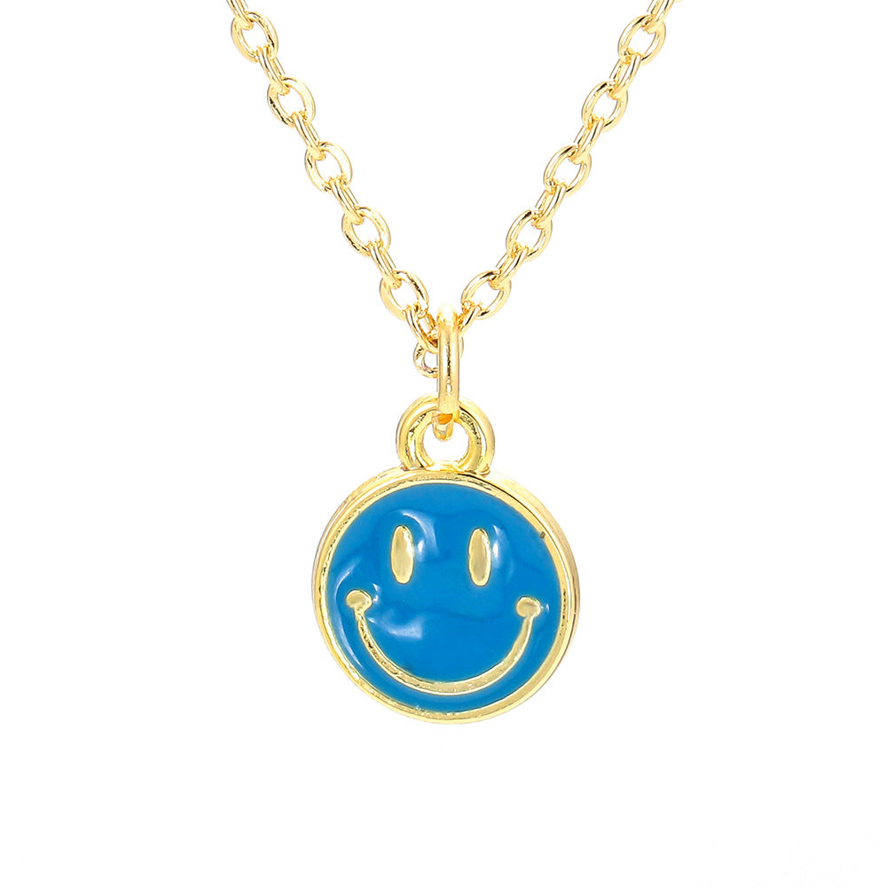 Wholesale Jewelry Smile Face Oil Drop Pendant Copper Necklace Gooddiy