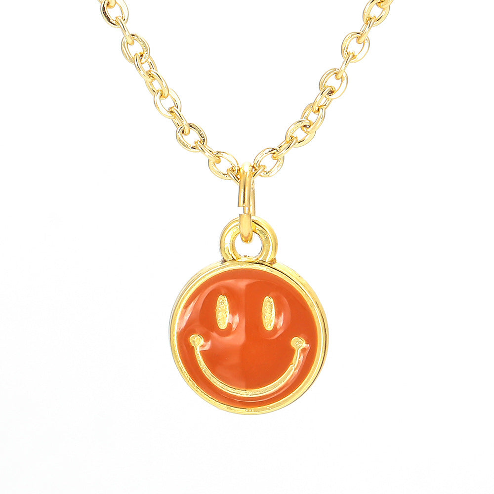 Wholesale Jewelry Smile Face Oil Drop Pendant Copper Necklace Gooddiy