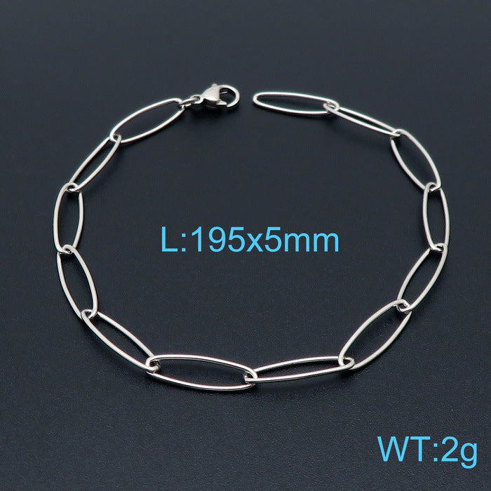 Simple Titanium Oval Clavicle Chain Bracelet Set Wholesale Gooddiy