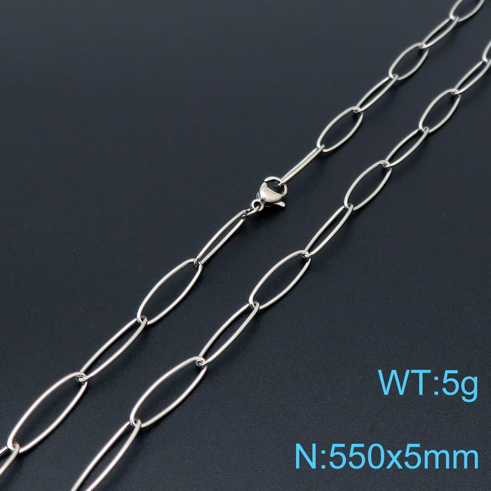 Simple Titanium Oval Clavicle Chain Bracelet Set Wholesale Gooddiy