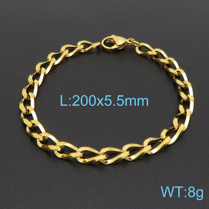 New Simple Fashion Stainless Golden Steel Bracelet Necklace Set Wholesale Gooddiy