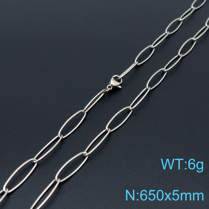 Simple Titanium Oval Clavicle Chain Bracelet Set Wholesale Gooddiy