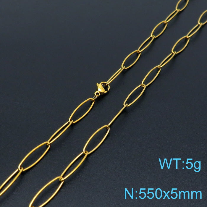 Simple Titanium Oval Clavicle Chain Bracelet Set Wholesale Gooddiy