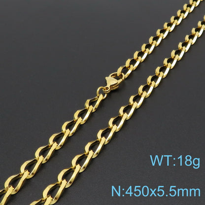 New Simple Fashion Stainless Golden Steel Bracelet Necklace Set Wholesale Gooddiy