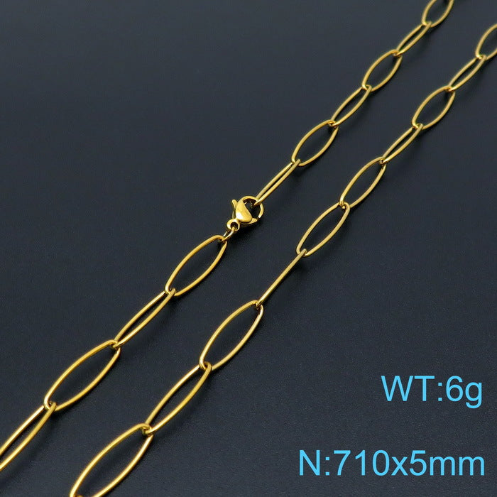 Simple Titanium Oval Clavicle Chain Bracelet Set Wholesale Gooddiy