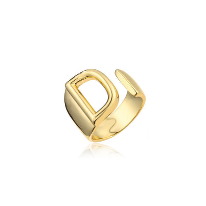 Wholesale New 18k Copper Gold-plated Alphabet Open Ring Gooddiy