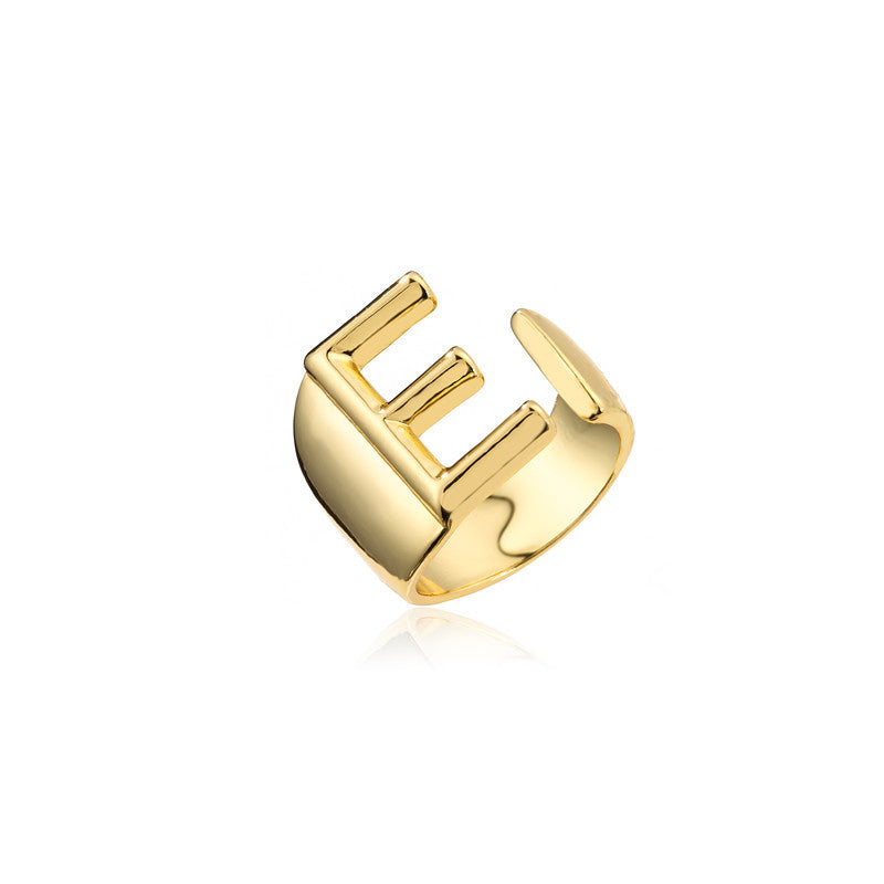 Wholesale New 18k Copper Gold-plated Alphabet Open Ring Gooddiy