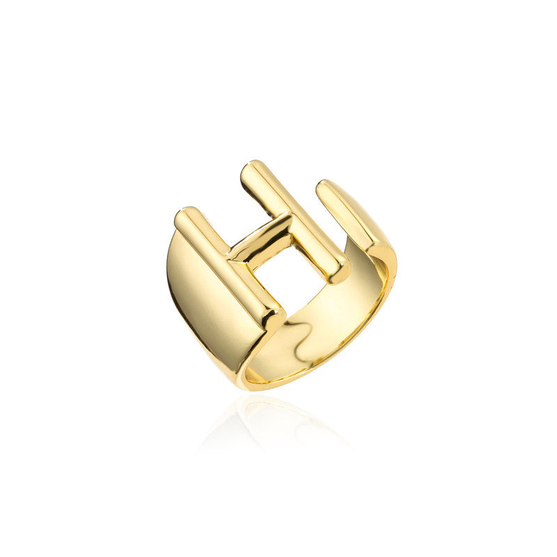 Wholesale New 18k Copper Gold-plated Alphabet Open Ring Gooddiy