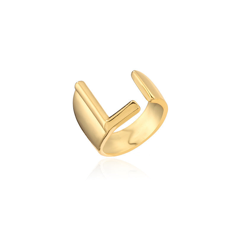 Wholesale New 18k Copper Gold-plated Alphabet Open Ring Gooddiy