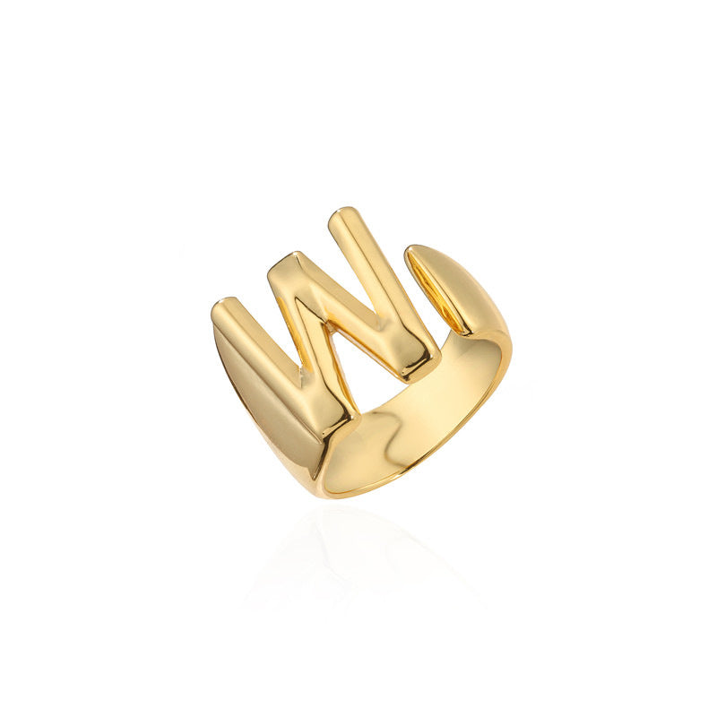 Wholesale New 18k Copper Gold-plated Alphabet Open Ring Gooddiy