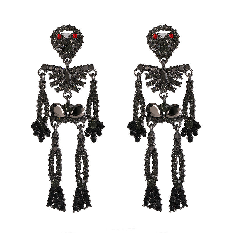 Fashion Skeleton Diamond Alloy Acrylic Earrings Ear Studs