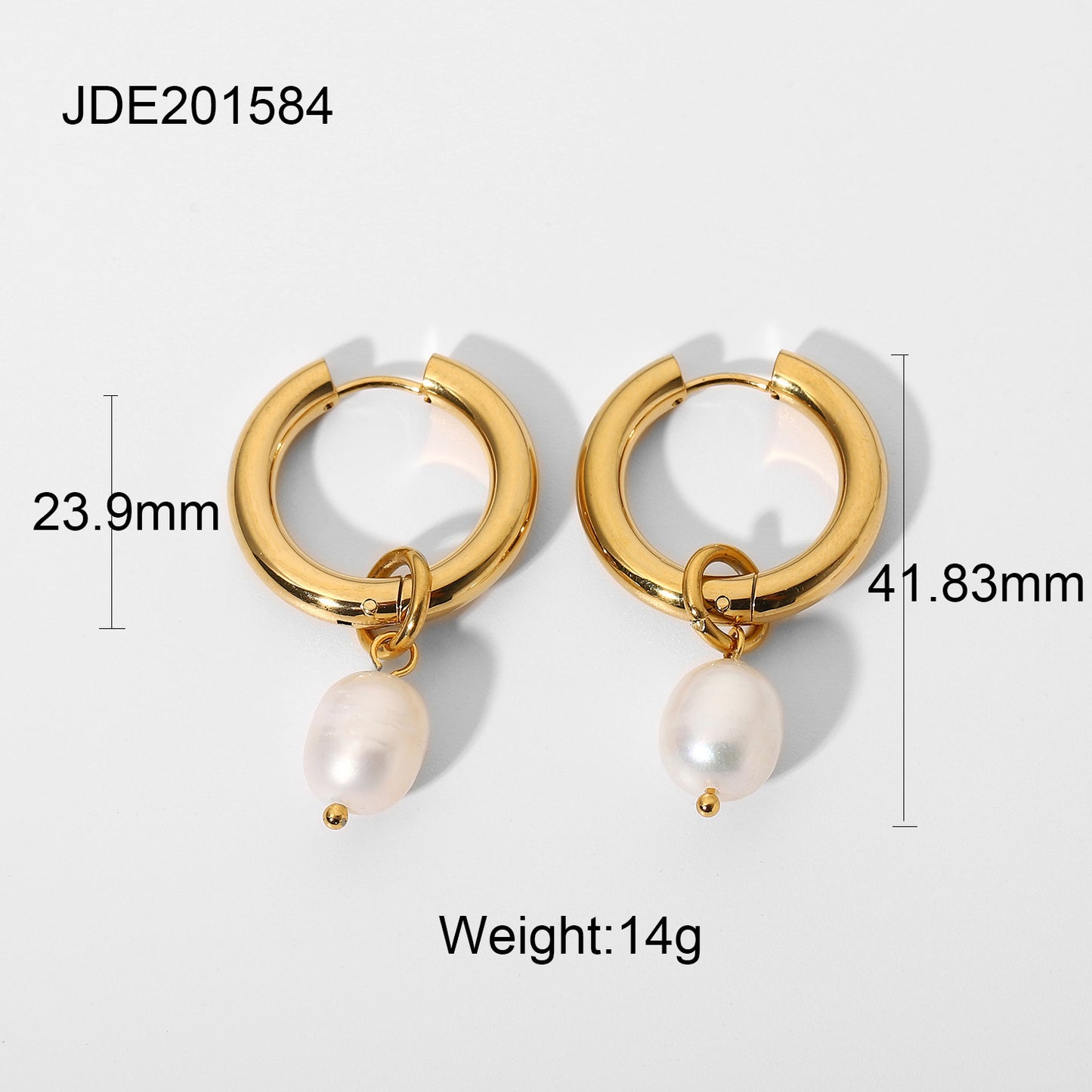 Wholesale Fashion 18k Gold-plated Single Freshwater Pearl Pendant Earrings Gooddiy