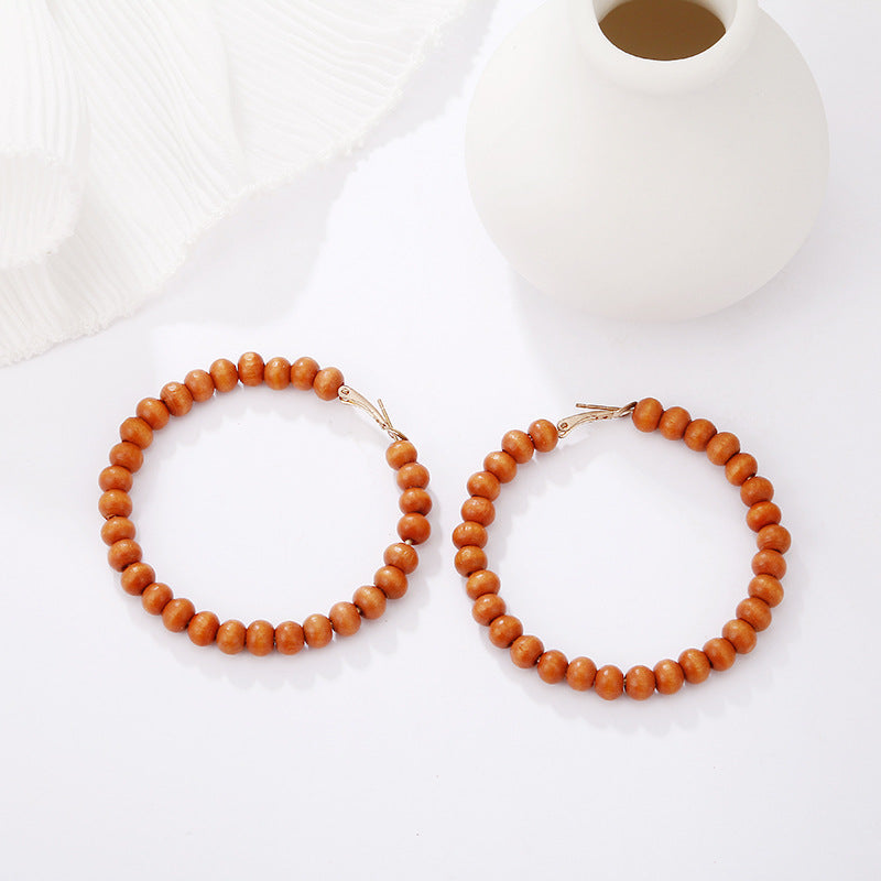 Wholesale Jewelry Retro Wooden Beads Circle Earrings Gooddiy