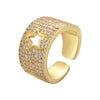 Wholesale Inlaid Zircon Star Heart Opening Adjustable Wide Face Thick Ring Gooddiy