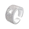 Wholesale Inlaid Zircon Star Heart Opening Adjustable Wide Face Thick Ring Gooddiy