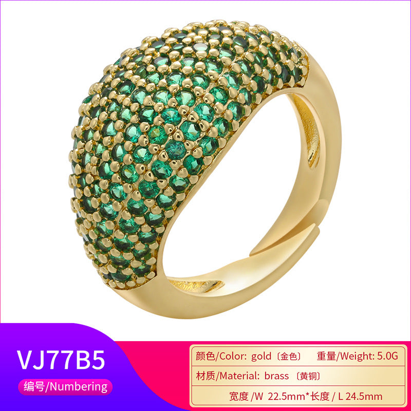 Wholesale New Color Diamond Opening Adjustable Wide Face Thick Ring Gooddiy