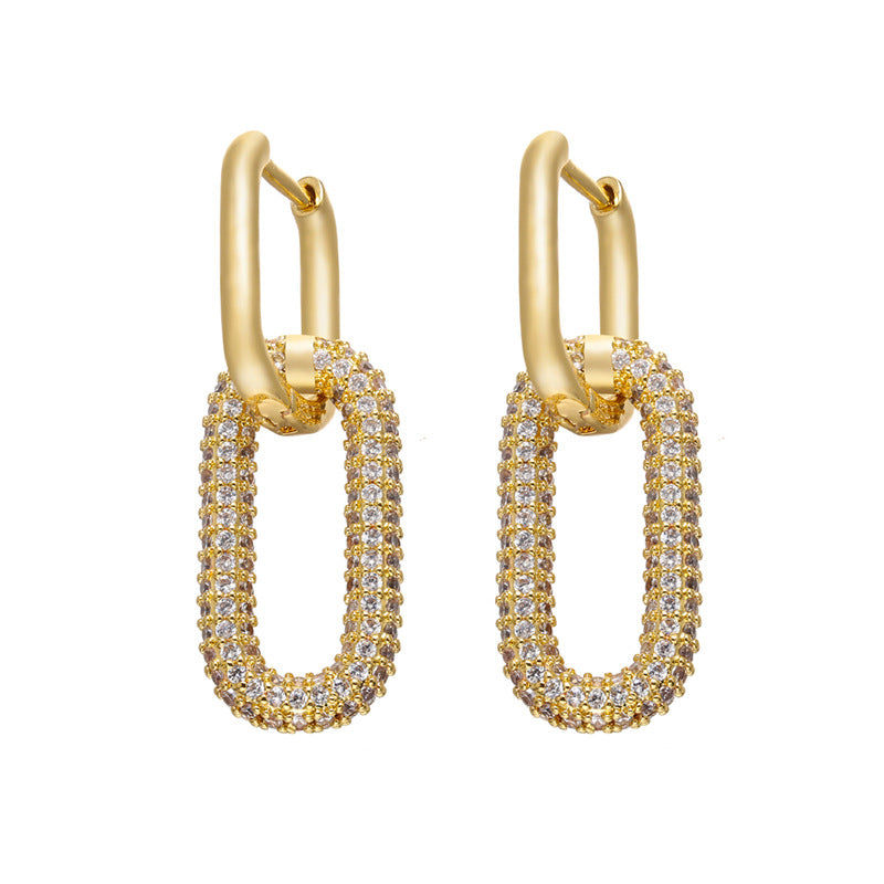 Colored Diamonds Double Rectangular Earrings Wholesale Jewelry Gooddiy