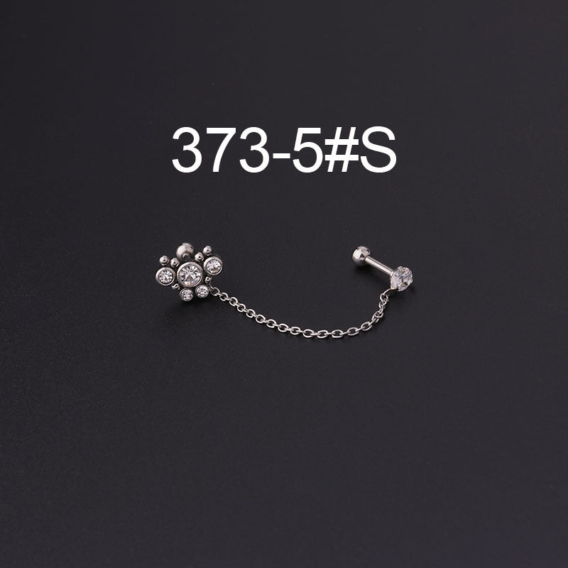 Fashion Printing Stainless Steel Artificial Gemstones Earrings Ear Studs