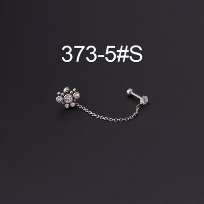 Fashion Printing Stainless Steel Artificial Gemstones Earrings Ear Studs