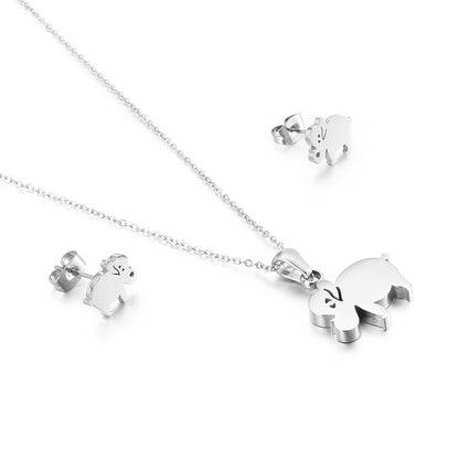 Korea Fashion Simple Little Elephant Stainless Steel Jewelry Set Wholesale Gooddiy