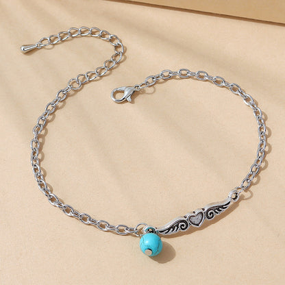 Retro Flying Heart Turquoise Anklet Wholesale Gooddiy