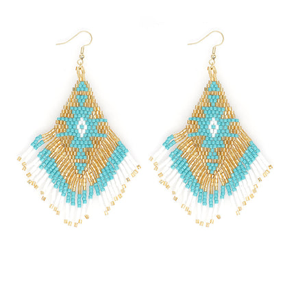 Ethnic Hand-woven Beads Geometric Tassel Earrings Wholesale Gooddiy