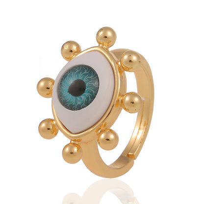 Fashion Vintage Geometric Eye Copper Inlaid Zircon Ring Wholesale Gooddiy