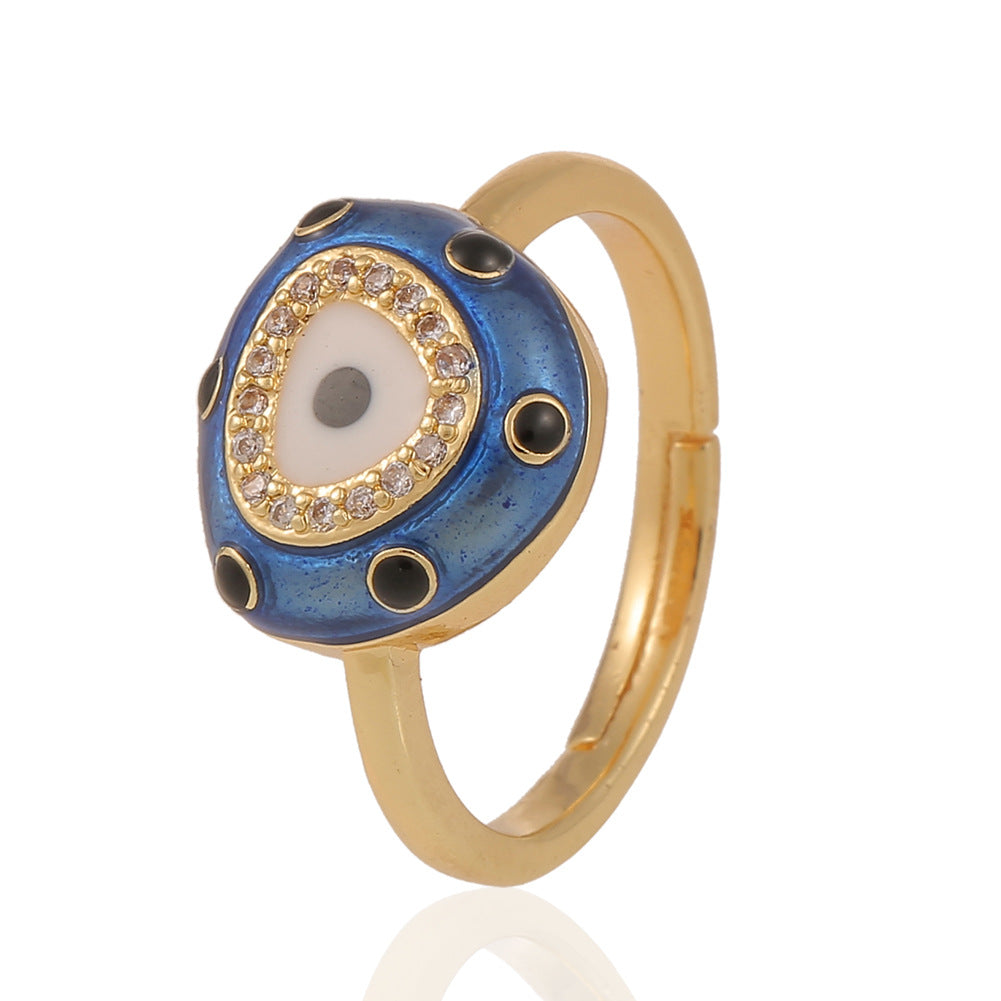 Fashion Vintage Geometric Eye Copper Inlaid Zircon Ring Wholesale Gooddiy