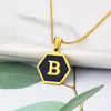 Wholesale Jewelry Simple Hexagon 26 Letter Pendant Stainless Steel Necklace Gooddiy