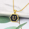 Wholesale Jewelry Simple Hexagon 26 Letter Pendant Stainless Steel Necklace Gooddiy