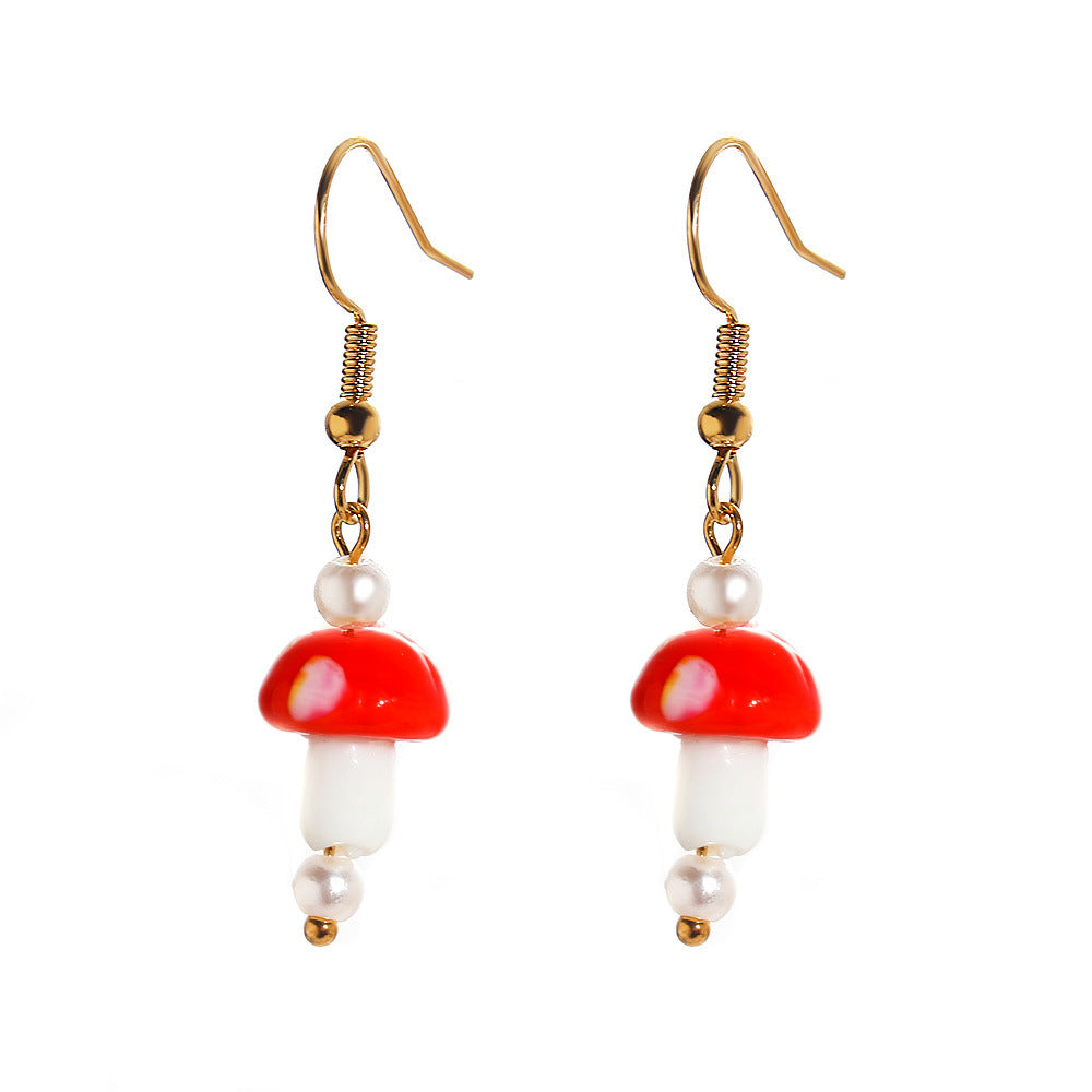 Ins Style Retro Mushroom No Inlaid Earrings