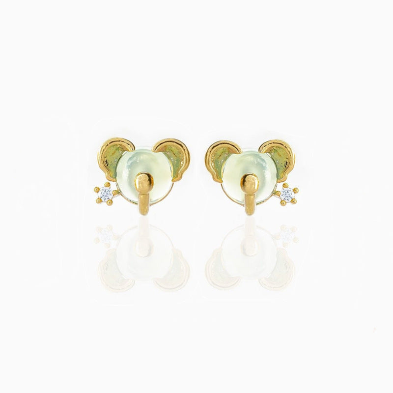 Fashion Animal Brass Artificial Gemstones Earrings Ear Studs