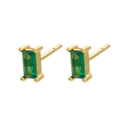 Retro Geometric Green Gemstones Diamond Copper Earrings Wholesale Gooddiy