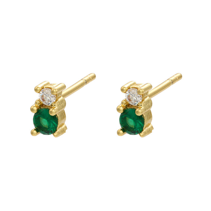 Retro Geometric Green Gemstones Diamond Copper Earrings Wholesale Gooddiy