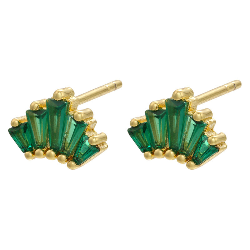 Retro Geometric Green Gemstones Diamond Copper Earrings Wholesale Gooddiy