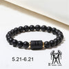 Wholesale Jewelry 12 Constellation Pattern Black Frosted Agate Beaded Bracelet Gooddiy