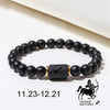 Wholesale Jewelry 12 Constellation Pattern Black Frosted Agate Beaded Bracelet Gooddiy