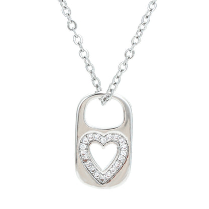 Retro Hollow Lock Heart Micro-inlaid Zircon Copper Necklace Wholesale Gooddiy