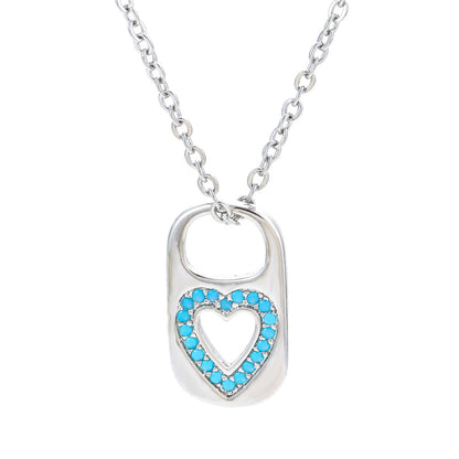 Retro Hollow Lock Heart Micro-inlaid Zircon Copper Necklace Wholesale Gooddiy