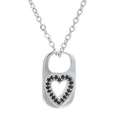 Retro Hollow Lock Heart Micro-inlaid Zircon Copper Necklace Wholesale Gooddiy